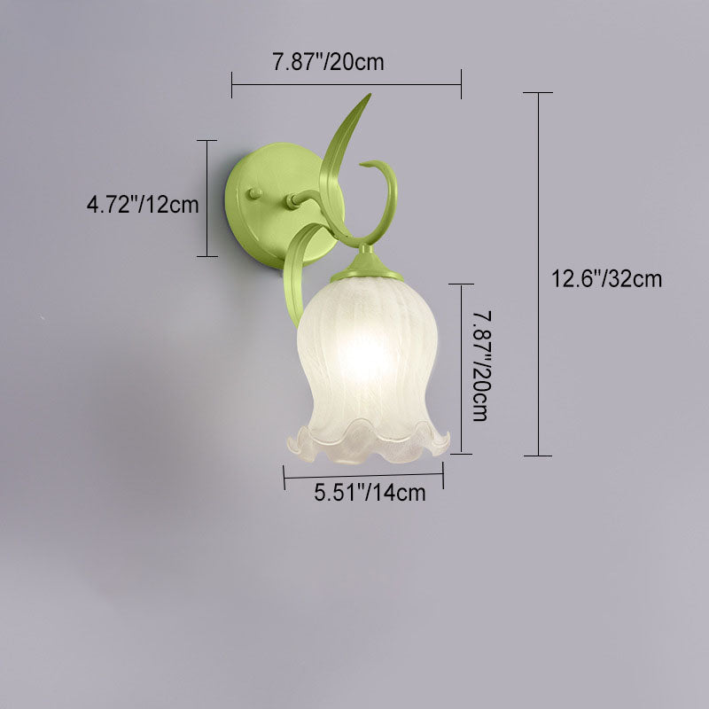 Applique Murale Moderne Simplicité Fleur Fer Verre 1-Lumière Pour Chambre 