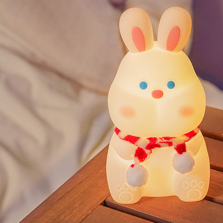 Lampe de table Creative Cartoon Rabbit Silicone Pat USB LED Night Light 