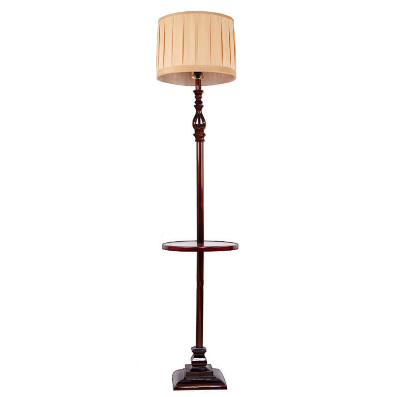 Moderne europäische Retro-Plissee-Stoff 1-Licht Stehende Stehlampe 