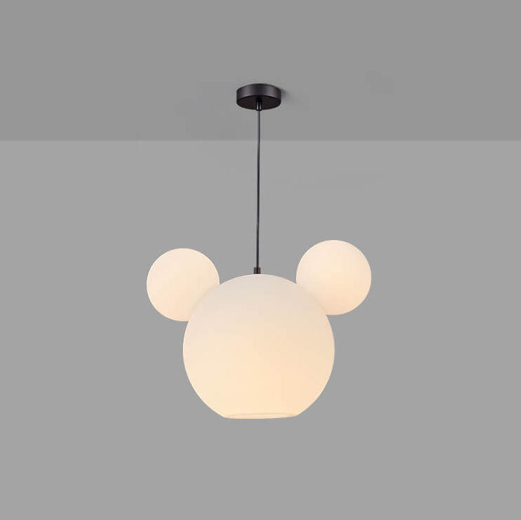 Modern Minimalist Milk White PE Mouse 3-Light Kids Chandelier