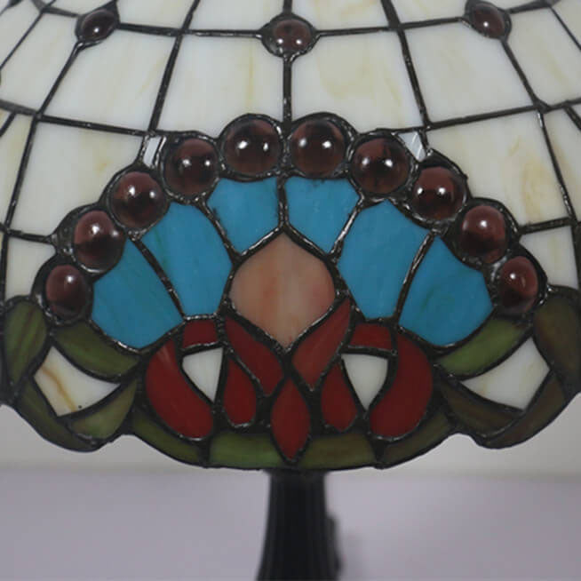 Europäische Tiffany-Barock-Edelstein-Buntglas-Tischlampe mit 1 Leuchte 