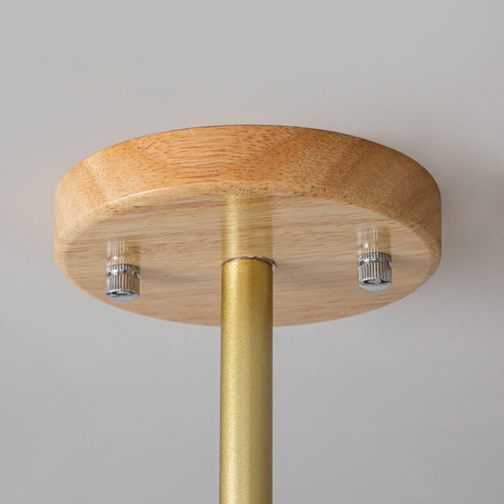 Moderner minimalistischer Orb Rubberwood Glas 4/6-Licht Insel Licht Kronleuchter 