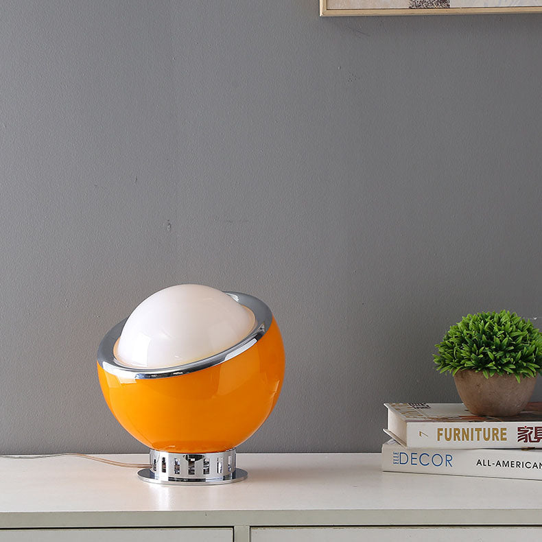 Lampe de table à 1 lumière en verre et fer à tête ronde moderne et colorée 