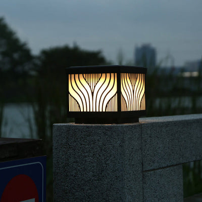 Modern Solar Patterned Stainless Steel Square Courtyard LED Path Lamp