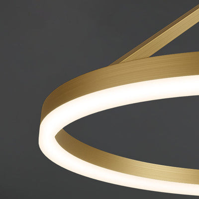 Luz de techo LED semiempotrada de círculo geométrico de cobre completo de simplicidad moderna para sala de estar 