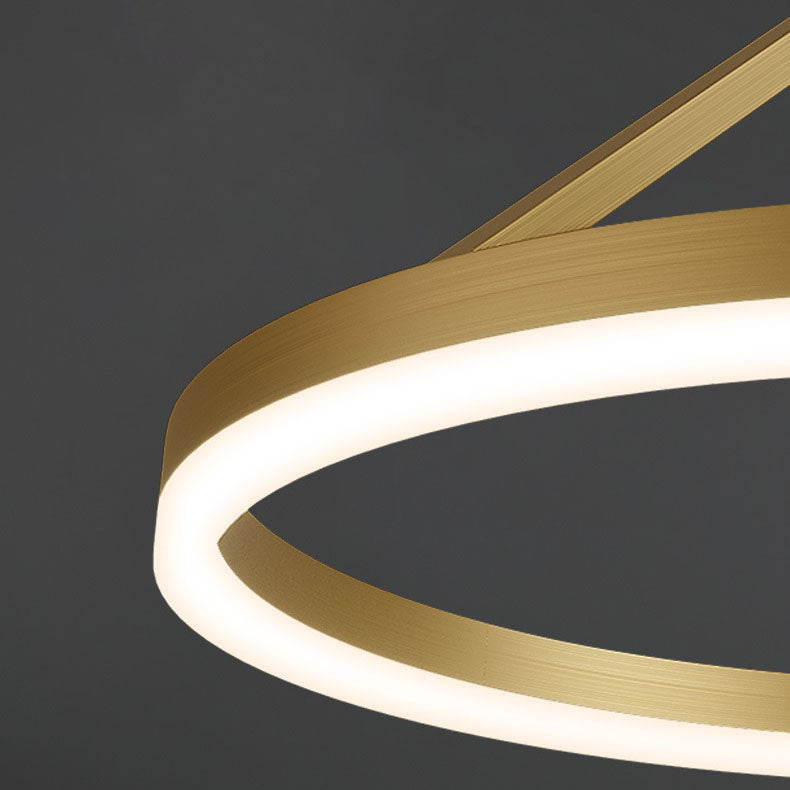 Luz de techo LED semiempotrada de círculo geométrico de cobre completo de simplicidad moderna para sala de estar 