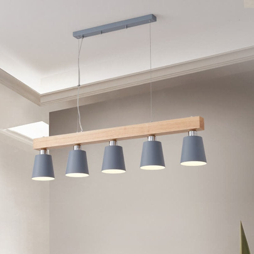 Chandelier à 5 lumières avec abat-jour conique linéaire simple nordique 