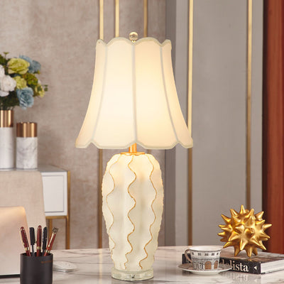 European Vintage Cloth Crystal Resin 1-Light Table Lamp