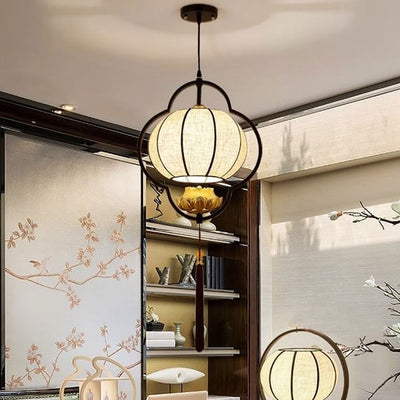 Chinesische Retro-Licht-Luxus-Pendelleuchte aus Schmiedeeisen mit 1 Licht 