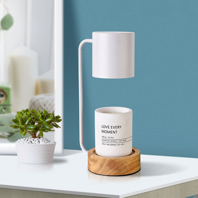 Moderne, minimalistische, einfarbige, 1-flammige Tischlampe aus schmelzendem Wachs aus Holz