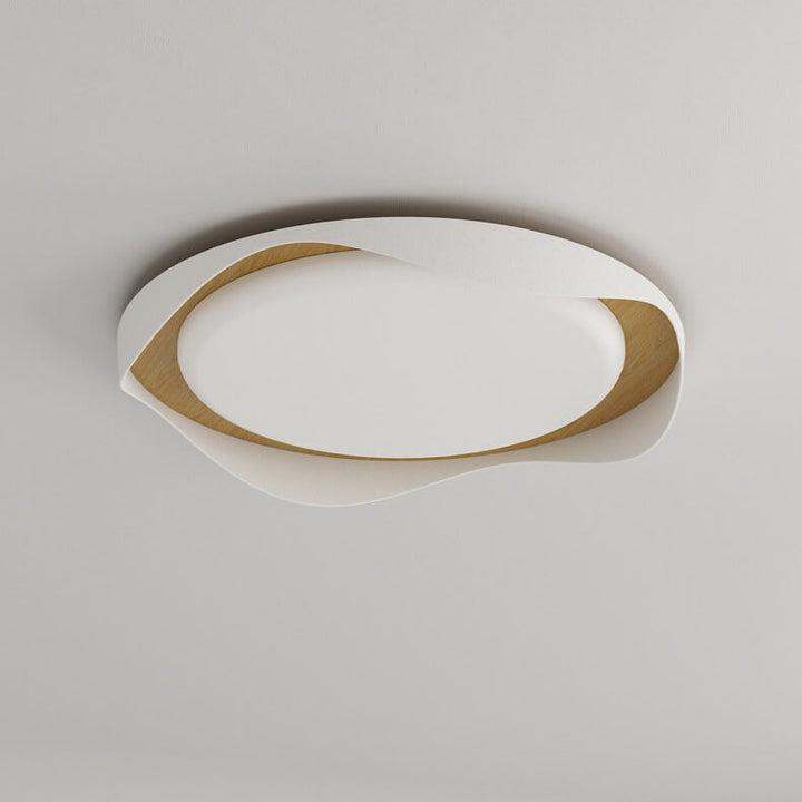 Modern Creative Round Ripple Pure White Iron Acrylic LED Flush Mount Light