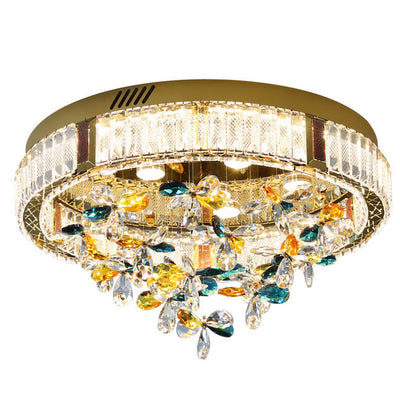 Modern Jane Clover Stainless Steel Crystal LED Flush Mount Ceiling Light