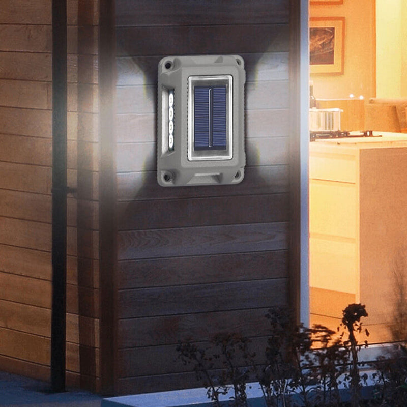 مصباح حائط ثنائي الاتجاه بإضاءة LED مقاوم للماء للطاقة الشمسية للحديقة الخارجية 