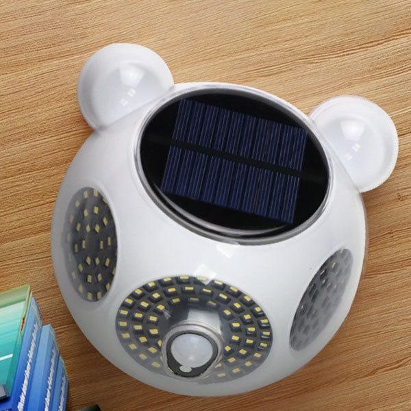 Aplique de pared LED redondo para exterior con sensor corporal solar de ABS, estilo minimalista moderno, para patio exterior 
