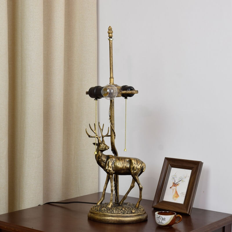 Tiffany Kreative Elch Buntglas 2-Licht Tischlampe 