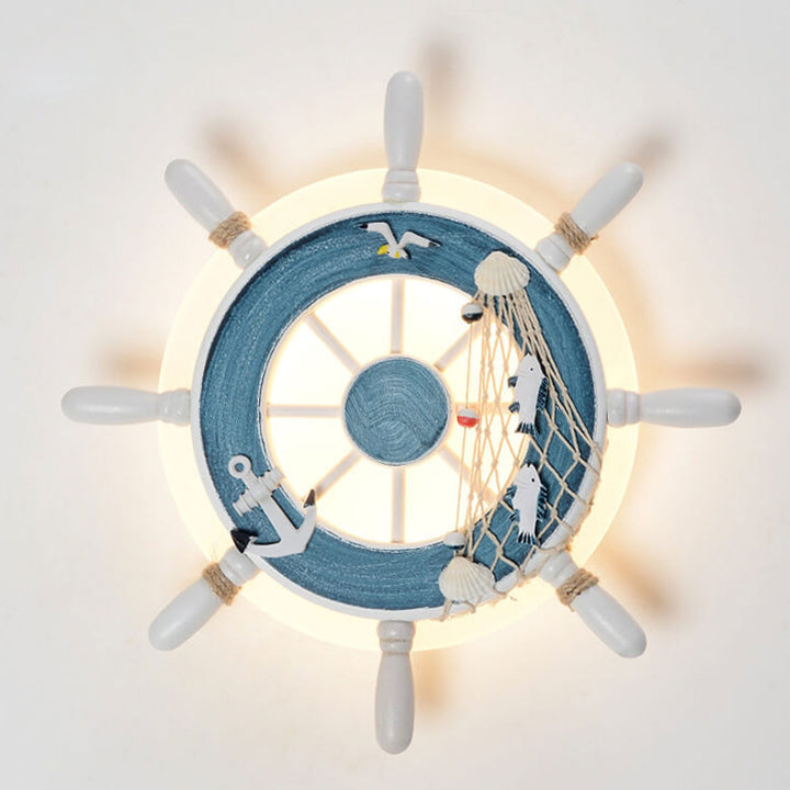 Applique murale LED pour enfants en résine avec gouvernail créatif de dessin animé 