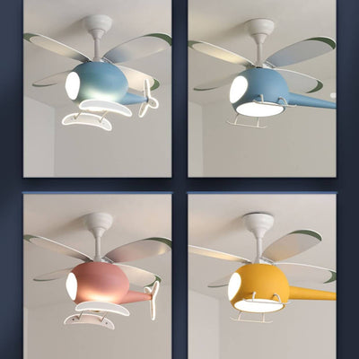 Simple Cartoon Aircraft LED Downrods Ceiling Fan Light