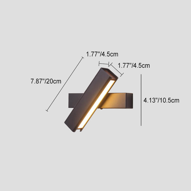 Moderne minimalistische rechteckige Aluminium-Eisen-Holz drehbare LED-Wandleuchte 