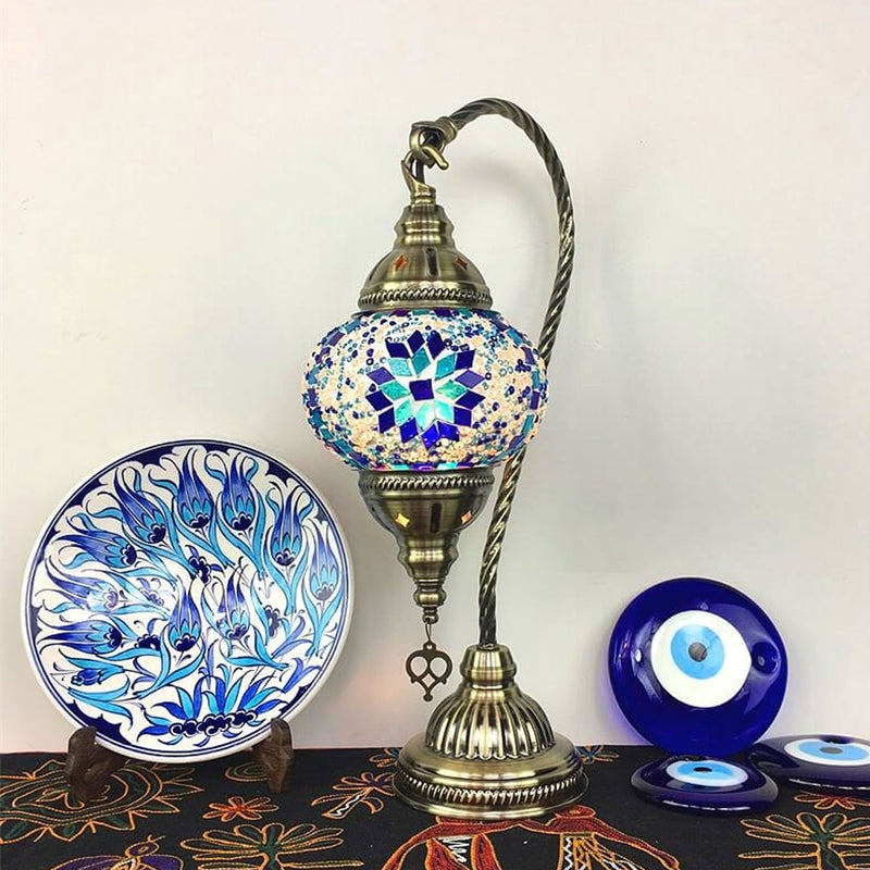 Vintage Stained Glass Turkish Style LED Table Lamp