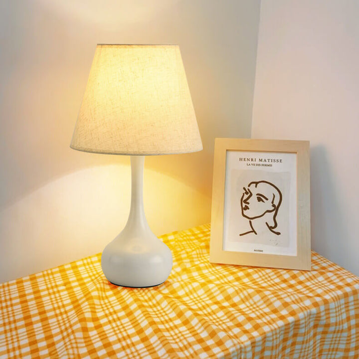 Lámpara de mesa de 1 luz de hierro y tela en blanco y negro puro vintage nórdico 
