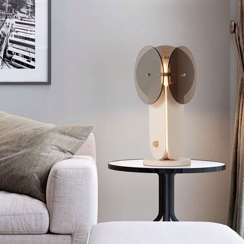 Lampe de table LED en fer et verre d&