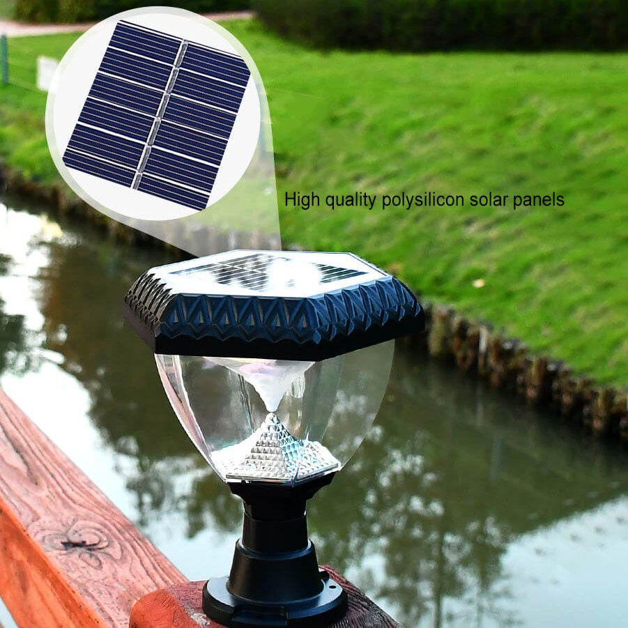 Luz de Cabeza de Poste LED de Acrílico ABS Redonda Triangular Cuadrilátera Hexagonal Solar de Simplicidad Moderna para Jardín 