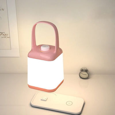 Lampe de Table LED Rechargeable Sans Fil en ABS Portable avec Bocal Carré Créatif 