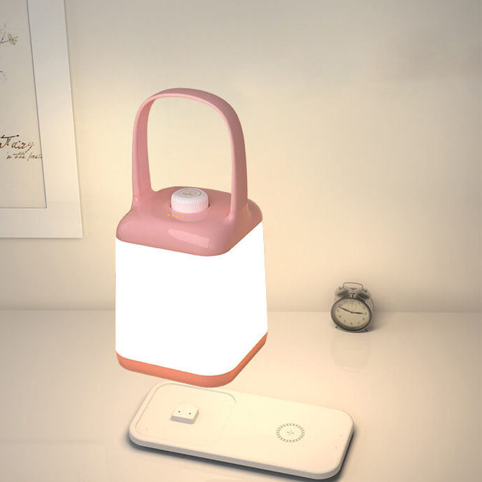 Lampe de Table LED Rechargeable Sans Fil en ABS Portable avec Bocal Carré Créatif 