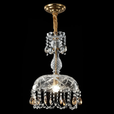 Moderne Luxus Kristall Hängedome 1-Licht Pendelleuchte 