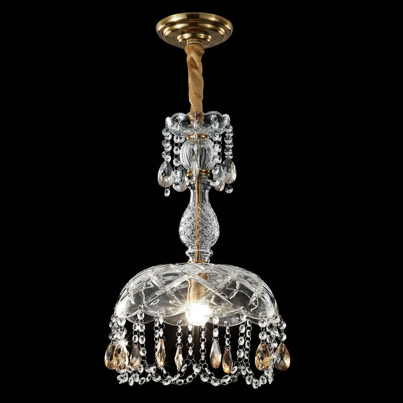 Moderne Luxus Kristall Hängedome 1-Licht Pendelleuchte 