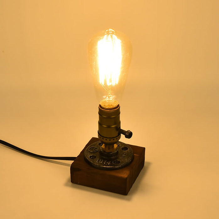 Industrial Vintage Candelabra Iron Pine 1-Light Table Lamp