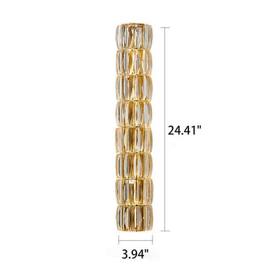 French Light Luxury Crystal Column LED Wall Sconce Lamp