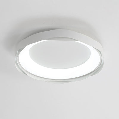 Modern Minimalist Cream Round Iron Acrylic LED Flush Mount Ceiling Light For Bedroom