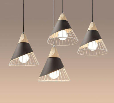 Nordic Macaron 1-Light Wire Cone Cage Pendant Light