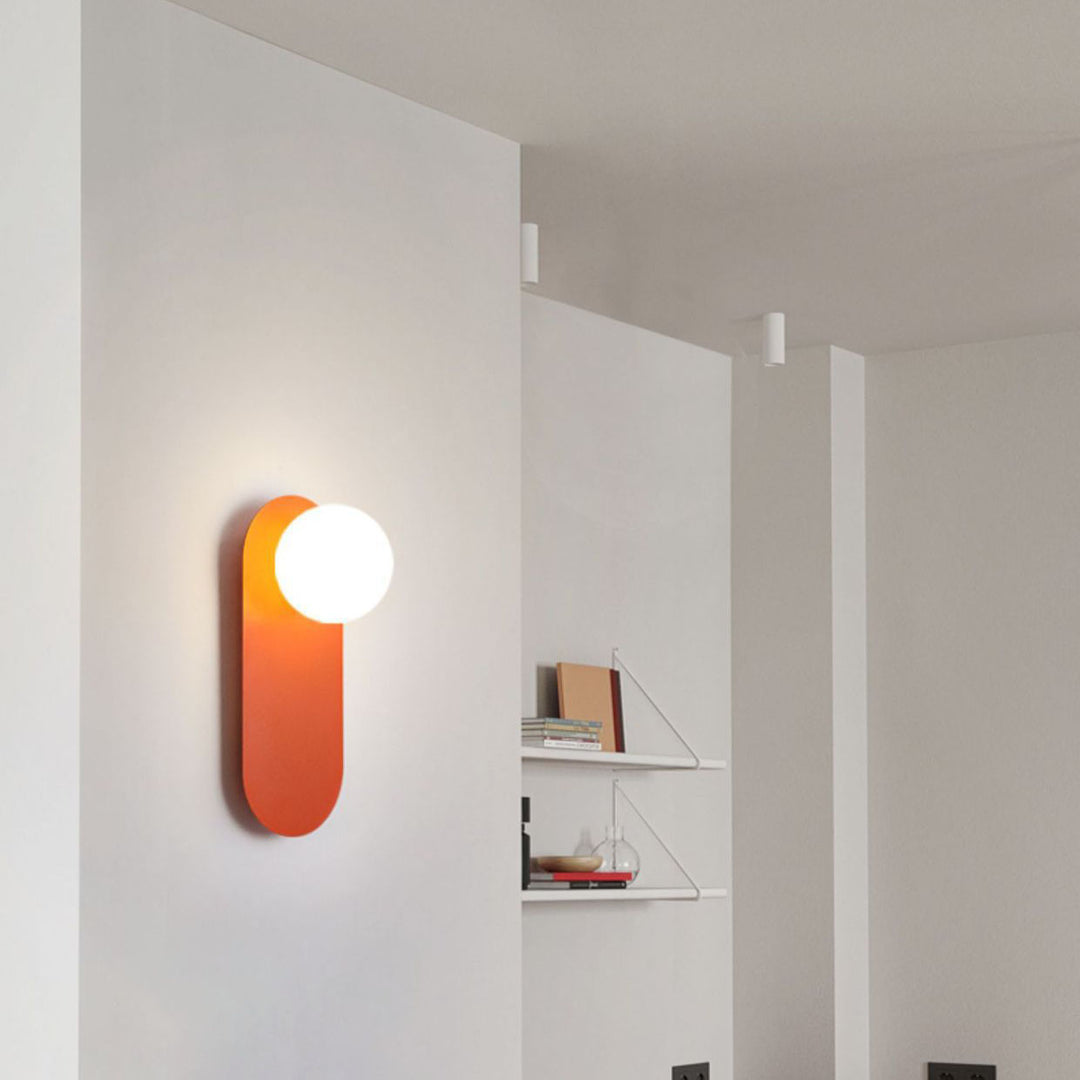 Aplique de pared de 1 luz con base de anillo naranja de vidrio minimalista nórdico 
