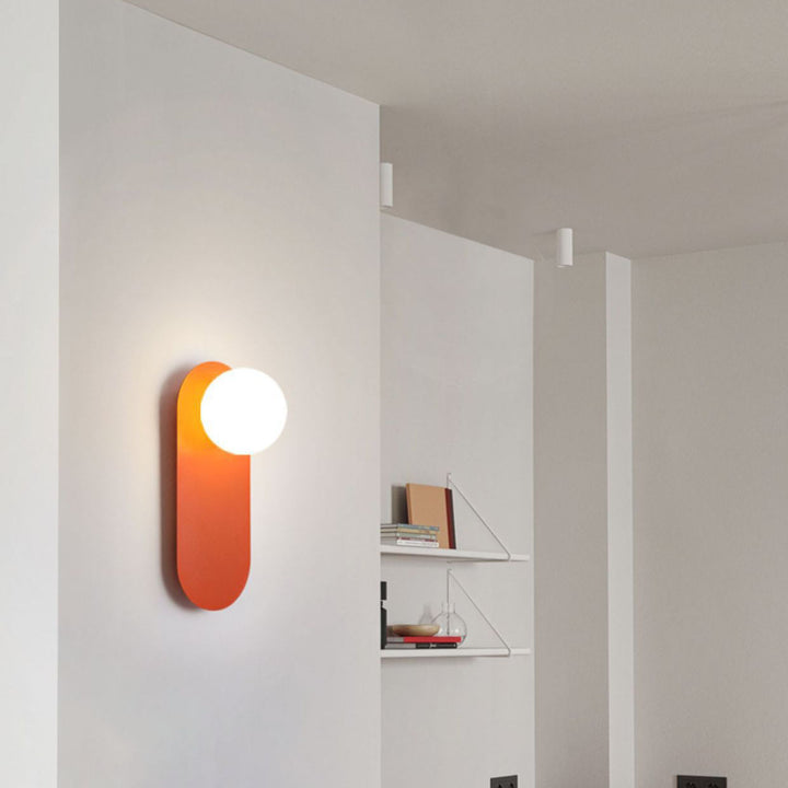 Aplique de pared de 1 luz con base de anillo naranja de vidrio minimalista nórdico 