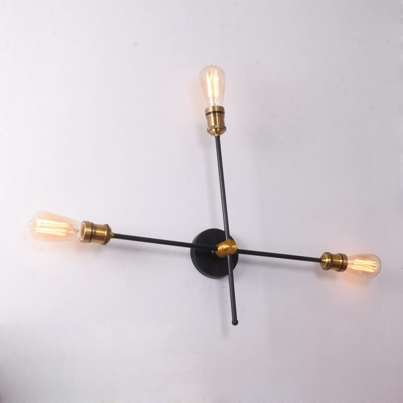 Industrielle Vintage Eisen Lineare Verstellbare 3-Licht Wandleuchte 