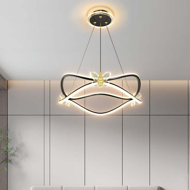 Modern Minimalist Wave Iron 3/4-Light LED Island Light Chandelier