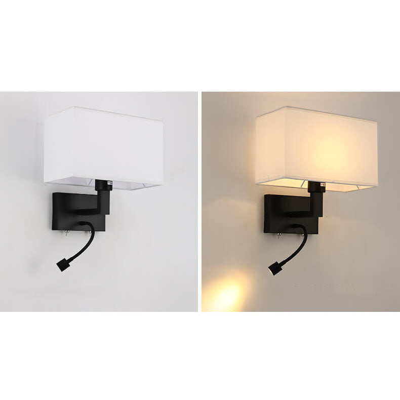 Moderne minimalistische rechteckige Eisenstoff-Wandleuchte mit zwei Lichtern in Uni-Farbe 