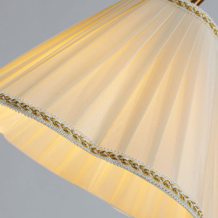 Japanische Vintage-Blume Massivholz Eisen Stoff 1-Licht Stehlampe 