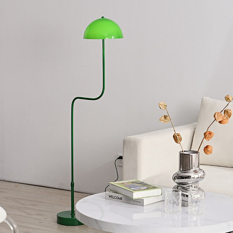 Contemporary Scandinavian Iron Glass Dome Liftable 1-Light Standing Floor Lamp For Study