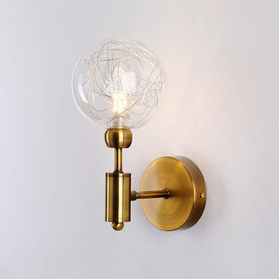 Nordic Vintage Iron Glass Ball 1/2 Light Wall Sconce Lamp