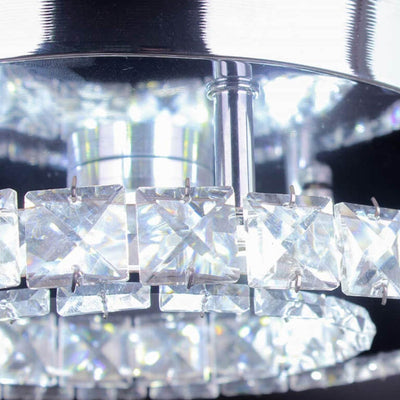 Modern Minimalist Round Crystal Mirror Stainless Steel LED Flush Mount Ceiling Light