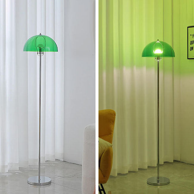 Lámpara de pie nórdica vintage de acrílico transparente con cúpula y 1 luz 