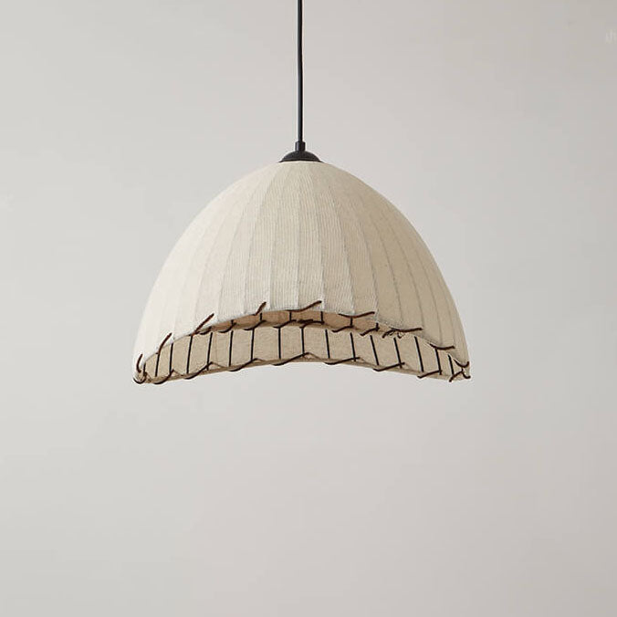 Japanese Wabi-sabi Striped Fabric Dome 1-Light Pendant Light