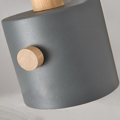 Nordic Cylinder Wooden Handle Macaron 1-Light Pendant Light