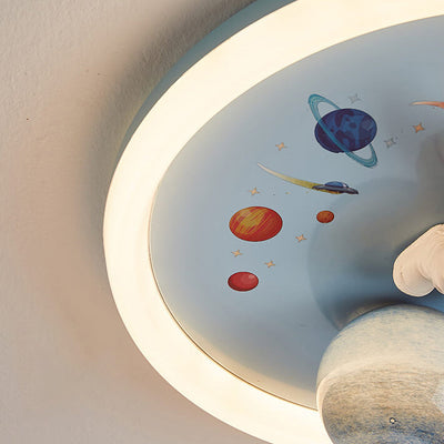 Cartoon Creative Space Astronaut Resin LED Flush Mount Ceiling Light