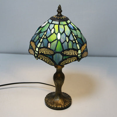 Tiffany Decorative Flower Umbrella Rose Alloy Stained Glass 1-Light Table Lamp