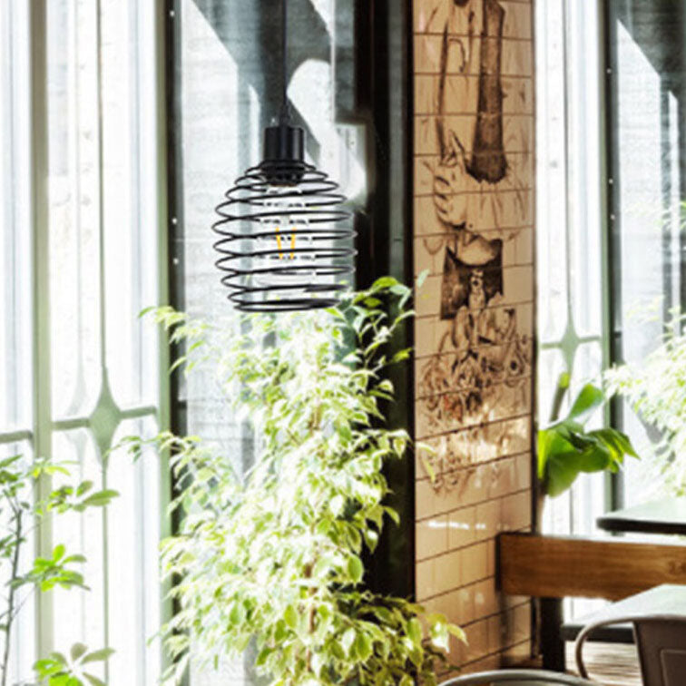 Modern Minimalist Oval Pure Black Iron 1-Light Pendant Light