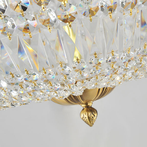 French Vintage Crystal Round 3/5/9 Light Flush Mount Ceiling Light